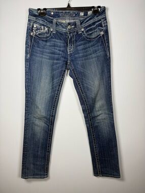 MISS ME | Y2K 00s Straight Leg Rhinestone Jeans